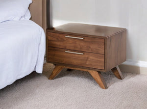 HomeRoots 18" Solid Wood Two-Drawer Nightstand – Contemporary Design, Durable Construction, No Assembly Needed! 473009