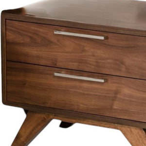 HomeRoots 18" Solid Wood Two-Drawer Nightstand – Contemporary Design, Durable Construction, No Assembly Needed! 473009