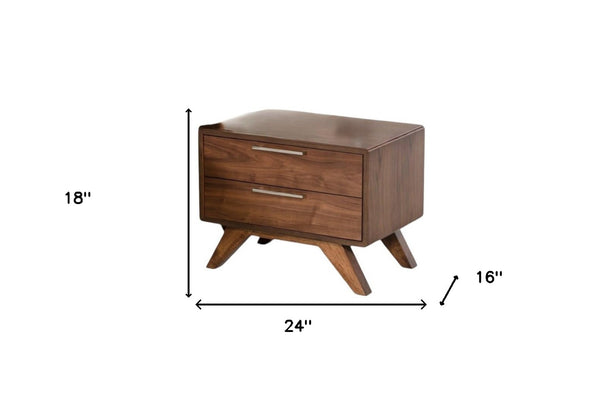 HomeRoots 18" Solid Wood Two-Drawer Nightstand – Contemporary Design, Durable Construction, No Assembly Needed! 473009
