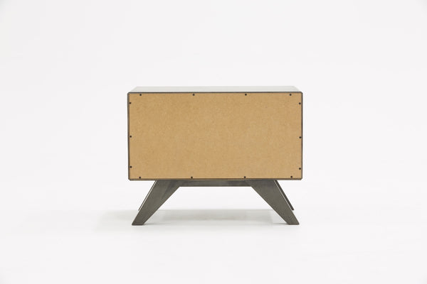 Homeroots Modern Gray Wash Nightstand With Two Drawers   473010