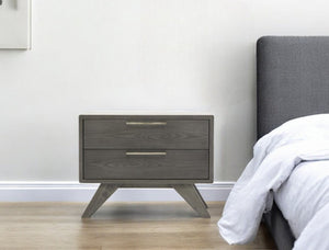 HomeRoots 18" Solid Wood Nightstand with Two Drawers - Modern Design, Fully Assembled Storage Solution for Any Room 473010