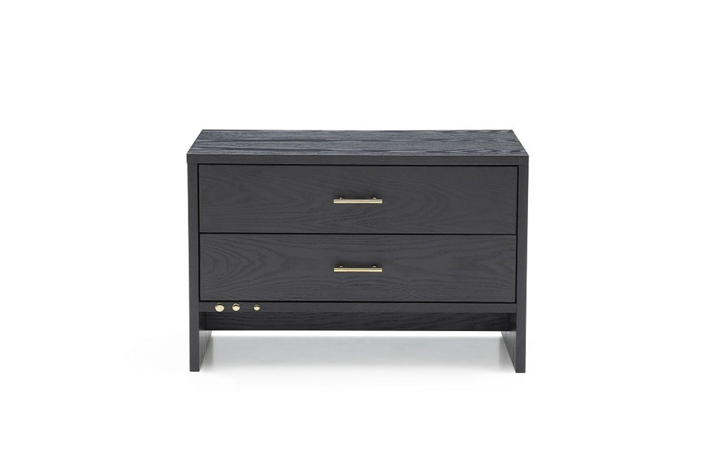 Homeroots Modern Dark Gray Ash Nightstand With Two Drawers   473013
