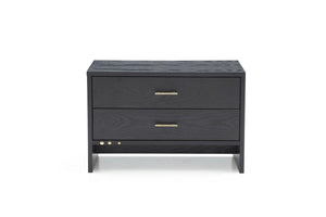 Homeroots Modern Dark Gray Ash Nightstand With Two Drawers   473013