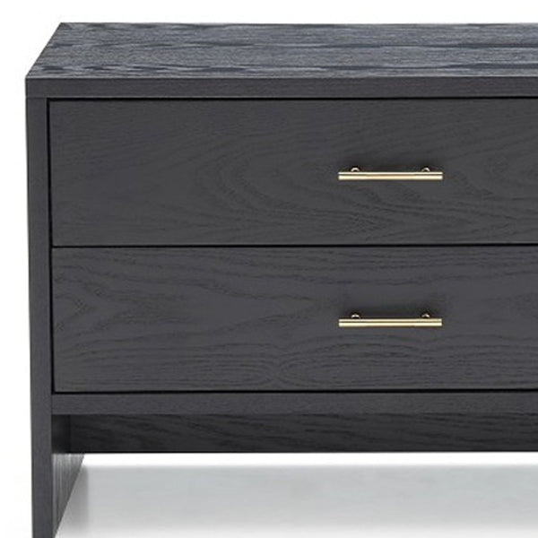 Homeroots Modern Dark Gray Ash Nightstand With Two Drawers   473013