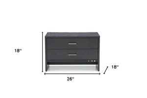 Homeroots Modern Dark Gray Ash Nightstand With Two Drawers   473013