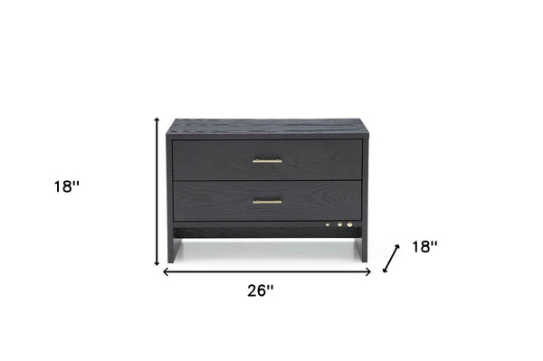 Homeroots Modern Dark Gray Ash Nightstand With Two Drawers   473013