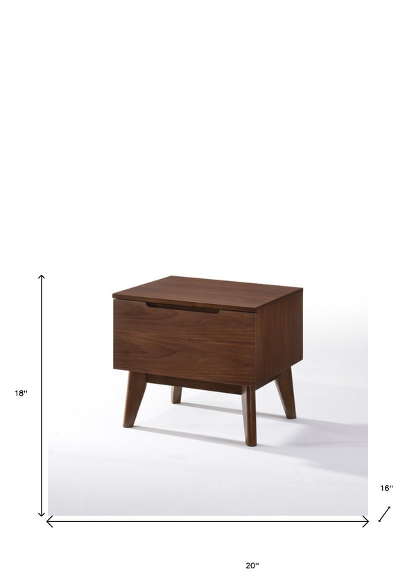 Homeroots Mid Century Modern Walnut Veneer Nightstand   473014