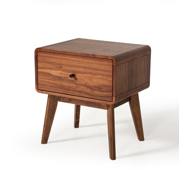 Homeroots Modern Mid Century Walnut Nightstand With Single Drawer   473016