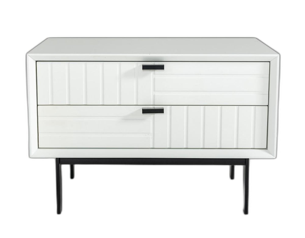 Homeroots 16" White And Black Two Drawer Faux Wood Nightstand   473018