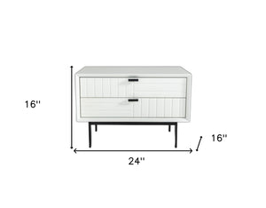 Homeroots 16" White And Black Two Drawer Faux Wood Nightstand   473018