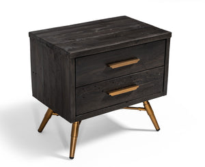 Homeroots Modern Dark Brown Recycled Pine Nightstand With  Antique Fittings   473019