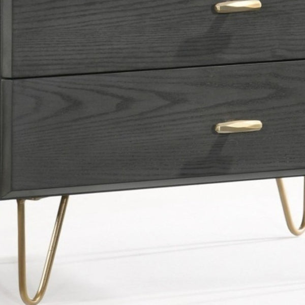 HomeRoots 18" Wood Two-Drawer Nightstand – Stylish Compact Bedside Table with Soft-Close Drawers & Versatile Use 473020