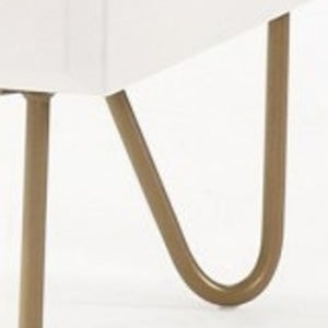Homeroots Contemporary White And Gold Nightstand With Two Drawers   473021