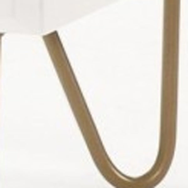 Homeroots Contemporary White And Gold Nightstand With Two Drawers   473021