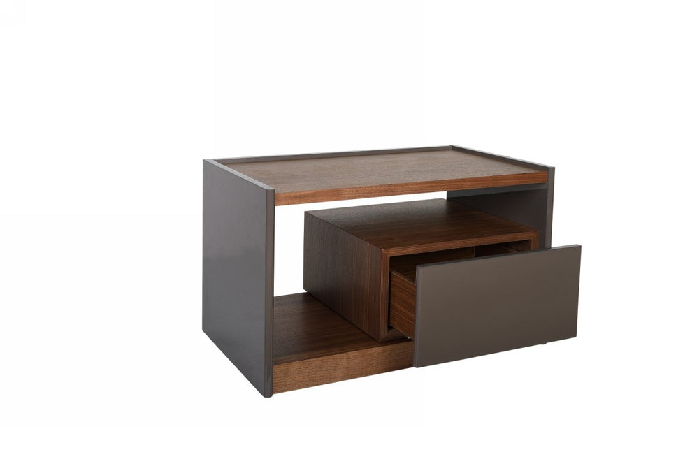Homeroots Modern Walnut Nightstand With Drawer Box And Shelf   473023