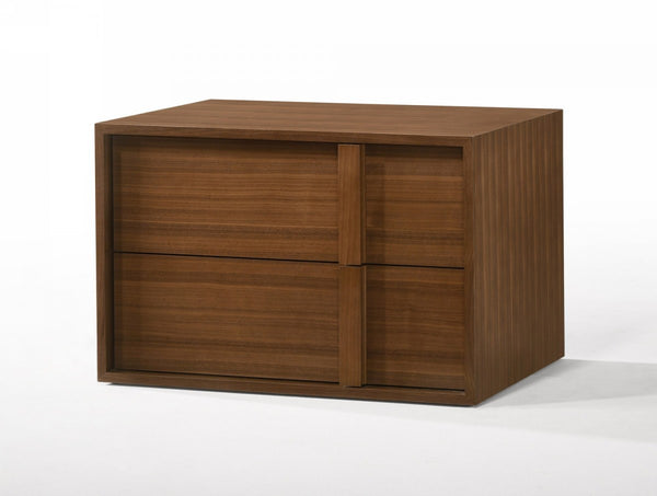 Homeroots Modern Walnut Nightstand With Two Integrated Drawers   473024