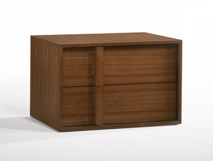 Homeroots Modern Walnut Nightstand With Two Integrated Drawers   473024