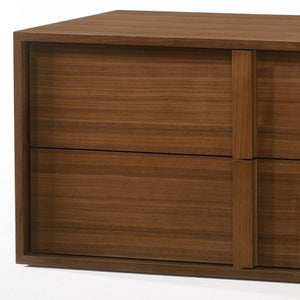 Homeroots Modern Walnut Nightstand With Two Integrated Drawers   473024
