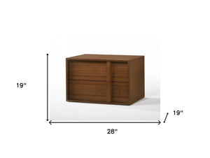 Homeroots Modern Walnut Nightstand With Two Integrated Drawers   473024