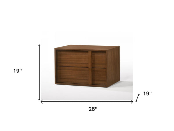 Homeroots Modern Walnut Nightstand With Two Integrated Drawers   473024