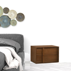 Homeroots Modern Walnut Nightstand With Two Integrated Drawers   473024