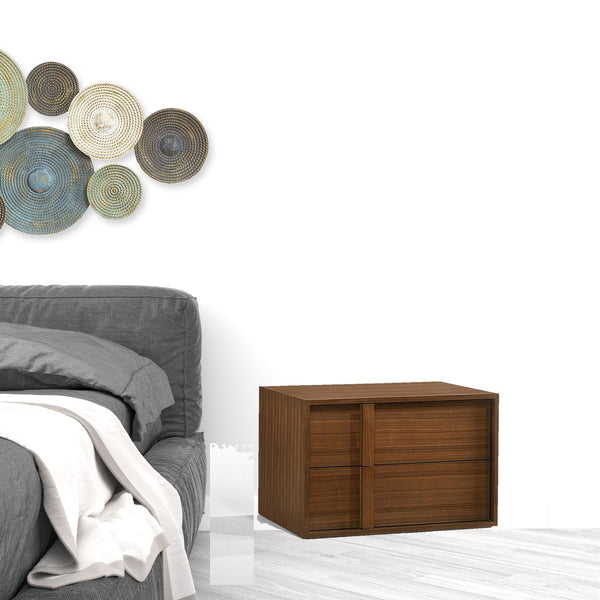Homeroots Modern Walnut Nightstand With Two Integrated Drawers   473024