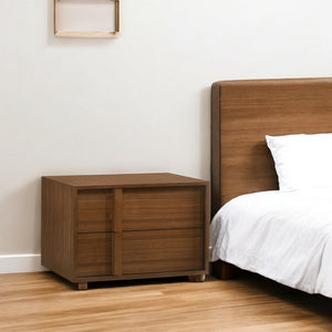 HomeRoots 19" Solid Wood Two Drawer Nightstand - Compact Modern Design with Ample Storage for Your Essentials 473024