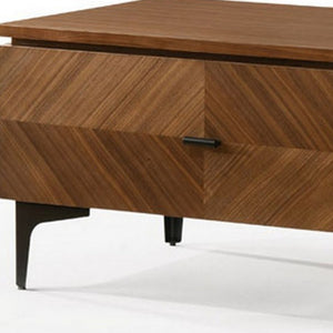 Homeroots Mid Century Walnut Nightstand With Two Drawers   473025