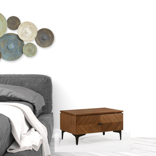 Homeroots Mid Century Walnut Nightstand With Two Drawers   473025