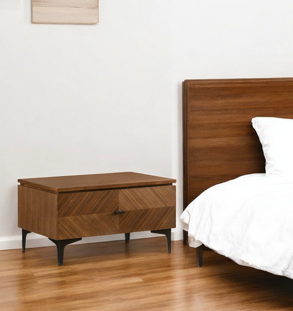 HomeRoots 16" Solid Wood Nightstand with Soft-Close Drawer & Open Shelving for Modern Bedroom Storage 473025