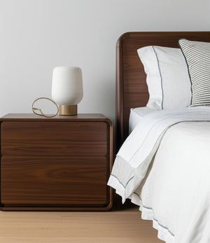 HomeRoots Modern Walnut Brown Nightstand - Sleek Design with Two Soft-Close Drawers for Elegant Bedside Storage 473028