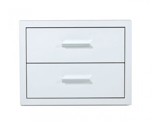 Homeroots Modern Glossy White Box Nightstand With Two Drawers   473029