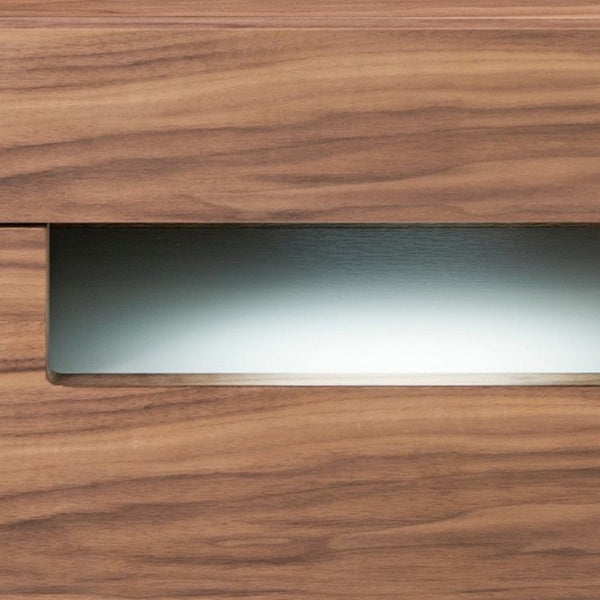 Homeroots Dazzling Contemporary Led Walnut Nightstand With Two Drawers   473032