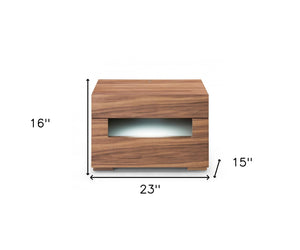 Homeroots Dazzling Contemporary Led Walnut Nightstand With Two Drawers   473032