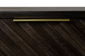 Homeroots Classic Chevron Dark Brown Nightstand With Two Drawers   473034