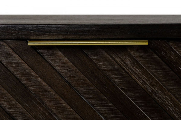 Homeroots Classic Chevron Dark Brown Nightstand With Two Drawers   473034