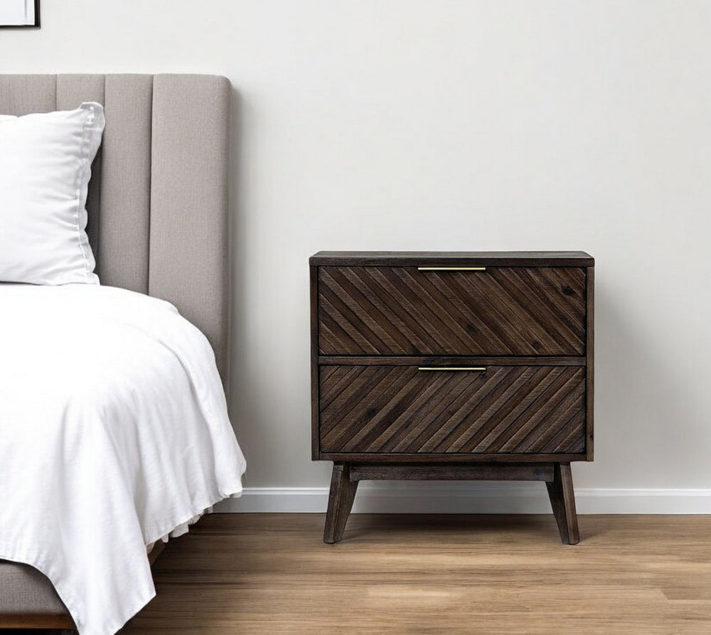 HomeRoots 24" Solid Wood Two-Drawer Nightstand - Stylish, Durable, and Versatile Storage Solution for Any Room 473034