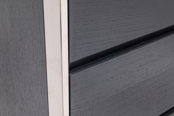 Homeroots Modern Gray And Stainless Steel Nightstand With Two Drawers   473035