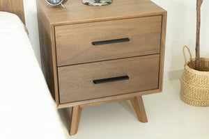 Homeroots Natural Light Mocha Contemporary Nightstand With Two Drawers   473036