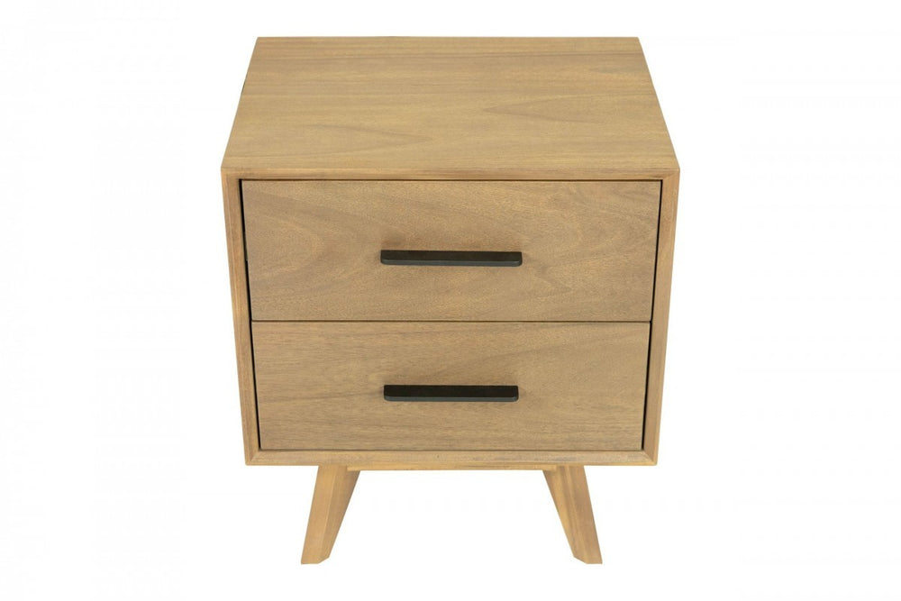 Homeroots Natural Light Mocha Contemporary Nightstand With Two Drawers   473036