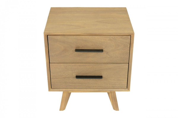 Homeroots Natural Light Mocha Contemporary Nightstand With Two Drawers   473036