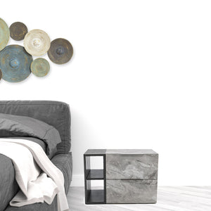 Homeroots Contempo Gray Faux Marble And Gray Two Drawer Nightstand   473039