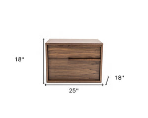 Homeroots Modern Light Brown Walnut Nightstand With Two Drawers   473040