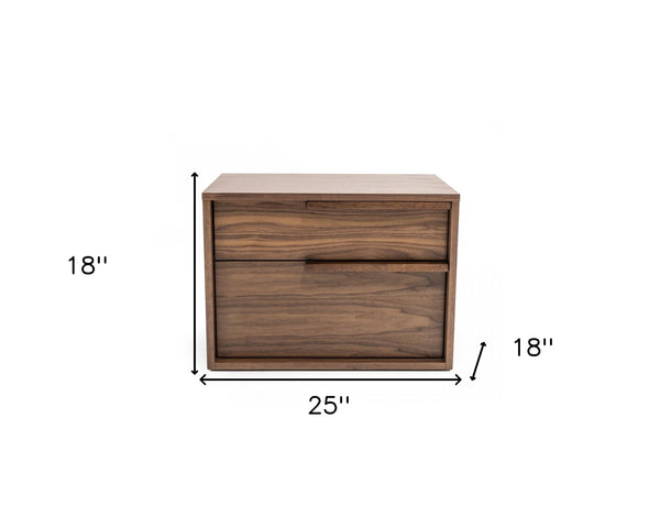 Homeroots Modern Light Brown Walnut Nightstand With Two Drawers   473040