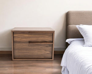 HomeRoots 18" Stylish Two Drawer Nightstand - Versatile Bedroom Storage with Soft-Close Drawers & Open Shelf 473040