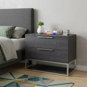 22 Inch Solid Wood Bedroom Nightstand with Dual Storage Drawers for Modern Decor