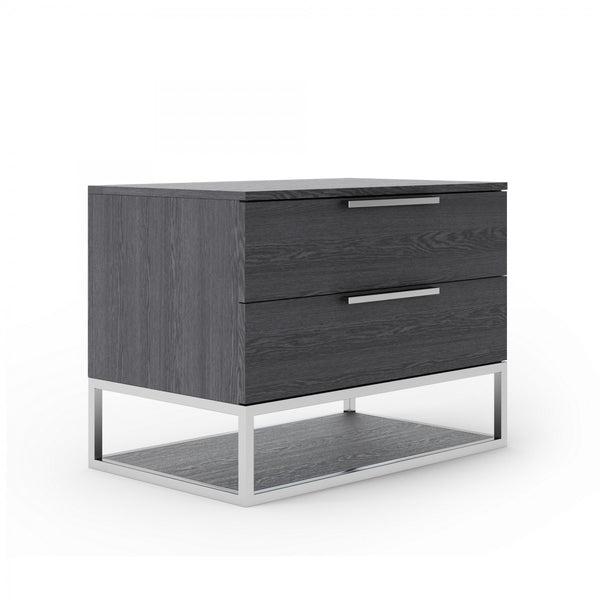 Homeroots 22" Gray Two Drawers Solid Wood Nightstand   473041