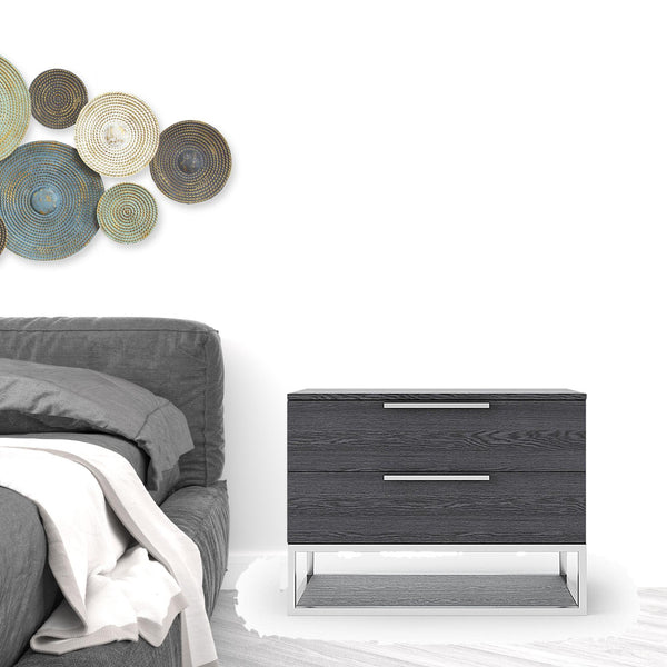 Homeroots 22" Gray Two Drawers Solid Wood Nightstand   473041