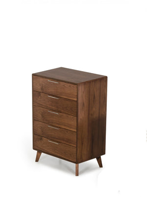 Homeroots 30" Walnut Solid Wood Five Drawer Chest  Solid Wood 473064