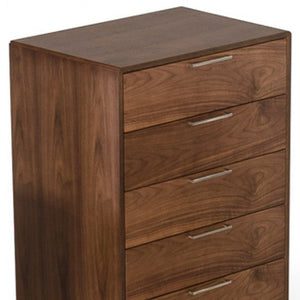 Homeroots 30" Walnut Solid Wood Five Drawer Chest  Solid Wood 473064